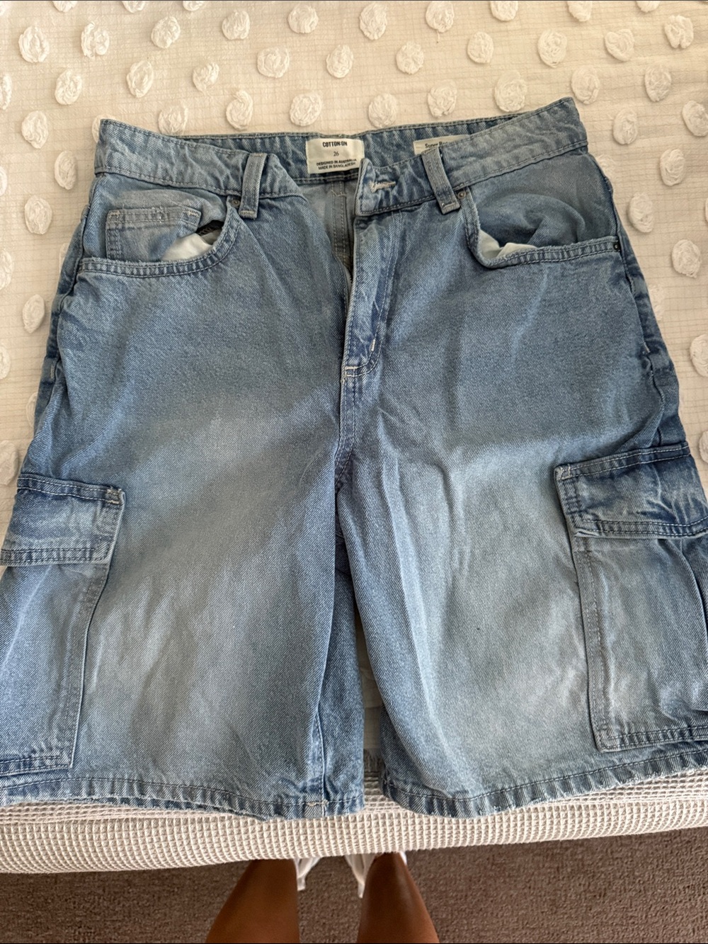Woman’s Light Blue Denim Cargo Shorts